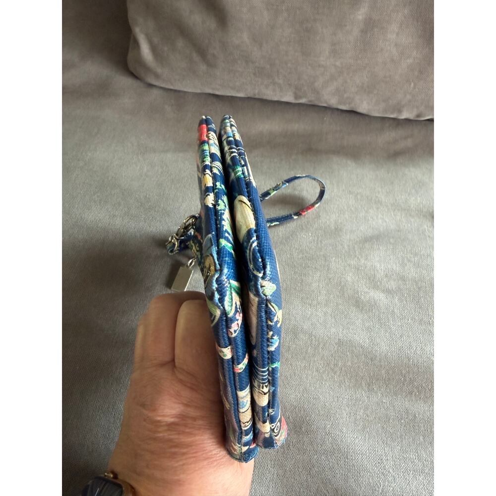 Unbranded Double Zipper Pouch Coated Canvas whimsical Print Wristlet - Picture 6 of 7